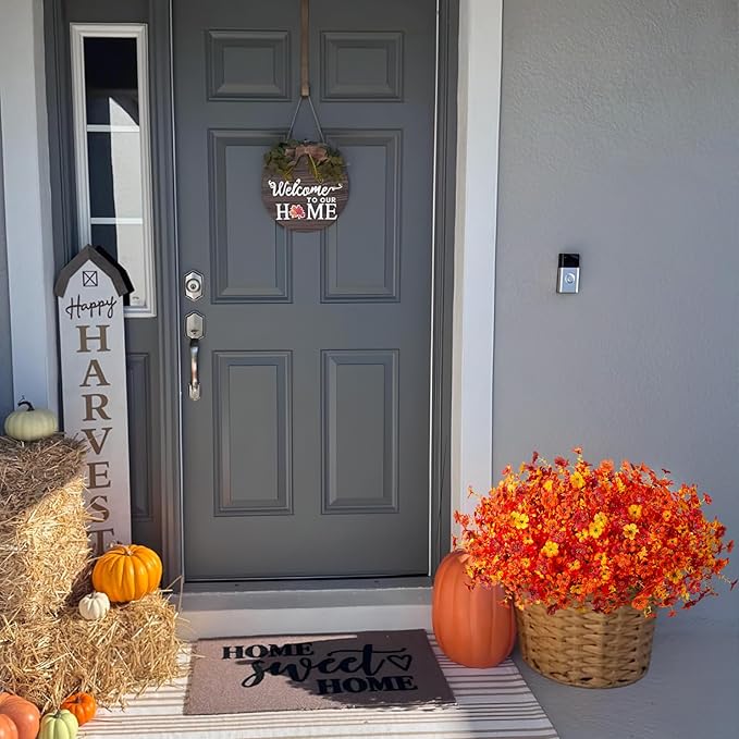 Artificial Fake Mums Fall Flowers for Outdoor Outside Decoration 12 Bundles Faux Silk Flowers Plants Realistic Daisy UV Resistant Fall Décor Autumn Front Door Porch Patio Yard Decoration