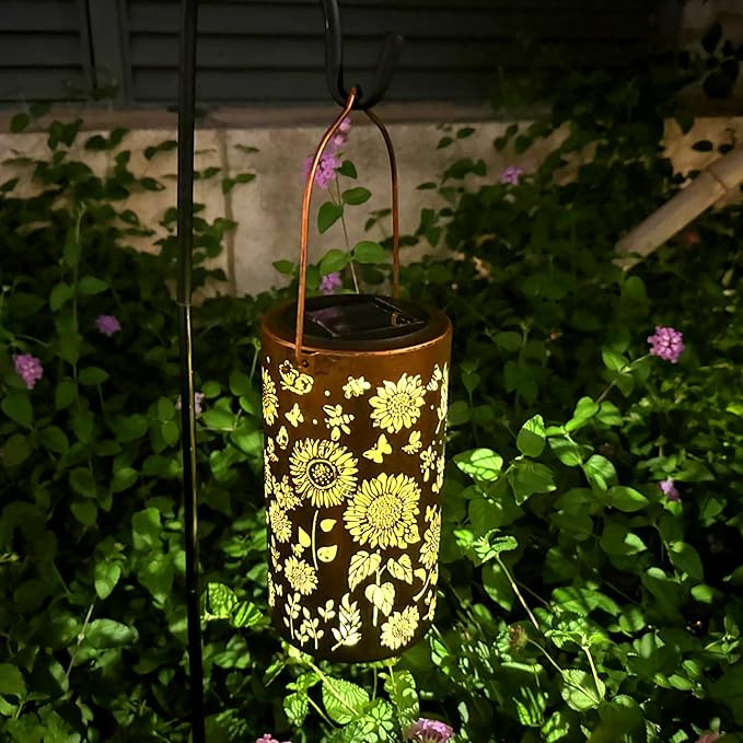 2Pack Sunflower Solar Lanterns Outdoor Waterproof, Birthday Gifts for Women Mom Grandma, Hanging Solar Lights for Yard, Patio, Porch, Garden Decor, Christmas Gifts for Her/Him