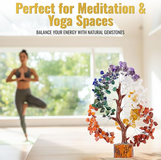7 Chakra Healing Crystal Tree of Life Kit, Bracelet, Pendant, Necklace, Feng Shui Money Bonsai Tree, Positive Energy for Women, Mom, Sister and Housewarming Decoration