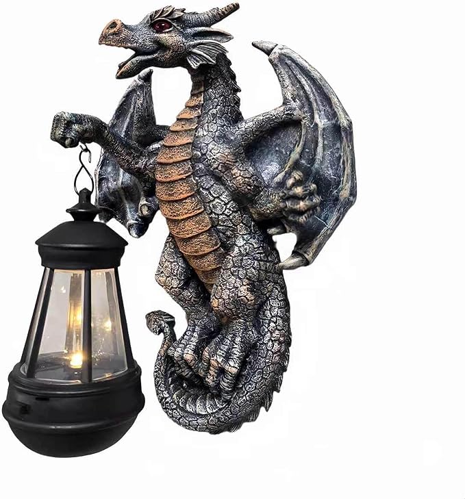 Dragon Tree Hugger with Solar Lantern 10.4 Inch Dragon Lamp Decor Statue Garden Yard Outdoor Outside Thoughtful Gifts for Women Mom Grandma