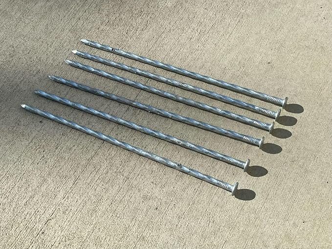 12 in. Galvanized Spiral Landscape Edging Spikes - 1 Gauge Steel - Sandbaggy (12 inch, 100, Count)