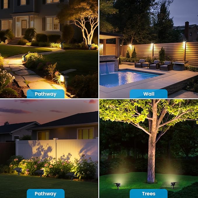 VOLISUN Solar Spotlight Outdoor, IP67 Waterproof Solar Landscape Spot Lights,Uplights for Yard Garden Pathway - 2 Pack (Warm White) 27 LED 3 Lighting Modes