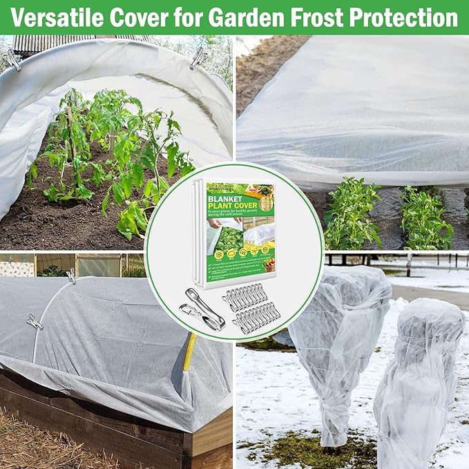 10×33 ft Plant Covers Freeze Protection- 1.4 oz/yd² Frost Cloths Blankets for Outdoor Plants, Reusable Floating Row Cover Plant Freeze Protection for Winter Garden Vegetables Raised Bed, White