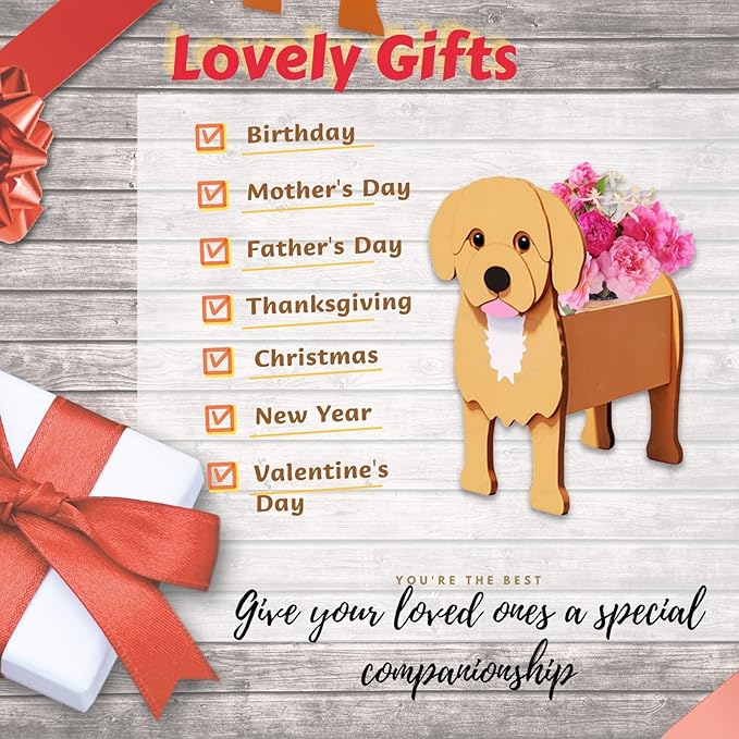 Cavoodle Dog Planter Plant Pots,Cute Dog Flower Planter,Gifts for Pet Lovers,Unique Animal Plant Pots,Office,Indoor Outdoor Garden Decor(9.45 * 6.73 * 13.39in)