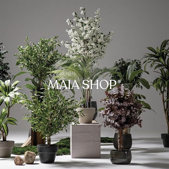 Maia Shop 3ft 5in Artificial Ficus Tree Plant for House, Apartment or Office – Realistic Fake Indoor Plants for Living Room, Kitchen, Bedroom, Entryway or Bathroom – Faux Greenery for Home Décor