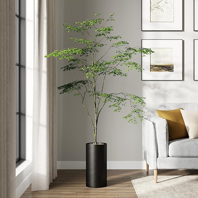 DTY Signature Mount Oxford Tall Outdoor Planter - Small Black 15.7 Inch Height Modern Tall Planter Pot for Indoor & Outdoor Spaces - Stylish Planter for Contemporary Homes and Gardens