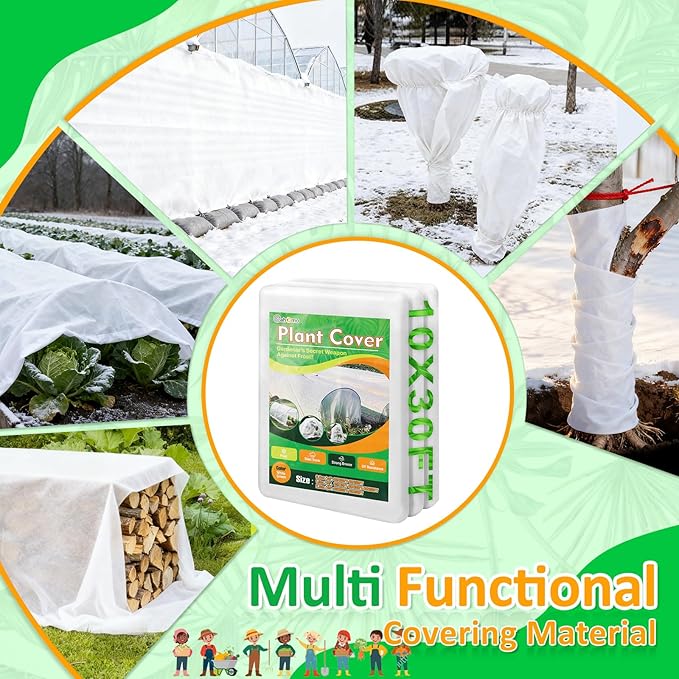 White Plant Covers Freeze Protection, 10 x 30 ft - 1.5 oz/yd² Frost Cloths for Outdoor Plants, Tree Covers Freeze Protection, Winter Garden Blanket, Sun Cover for Plants for Greenhouse, Vegetables