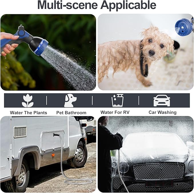 SPECILITE 120ft 304 Stainless Steel Garden Hose Metal, Heavy Duty Water Pipe with Nozzles for Yard, Outdoor - Flexible, Never Kink & Tangle, Puncture Resistant (Sliver)
