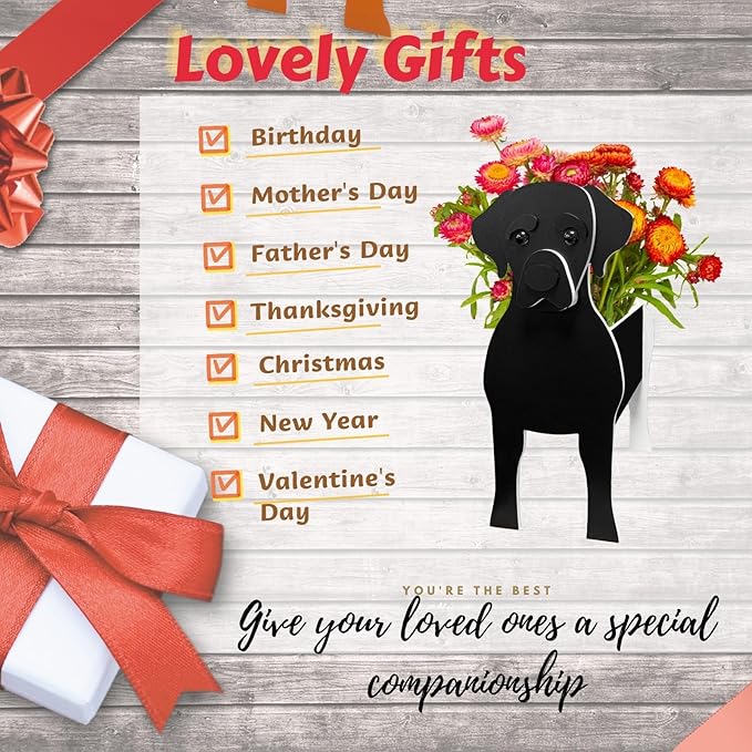 Black Labrador Dog Planter Plant Pots,Cute Large Dog Flower Planter,Gifts for Pet Lovers,Unique Animal Plant Pots,Office,Indoor Outdoor Garden Decor(9.84 * 7.87 * 17in)