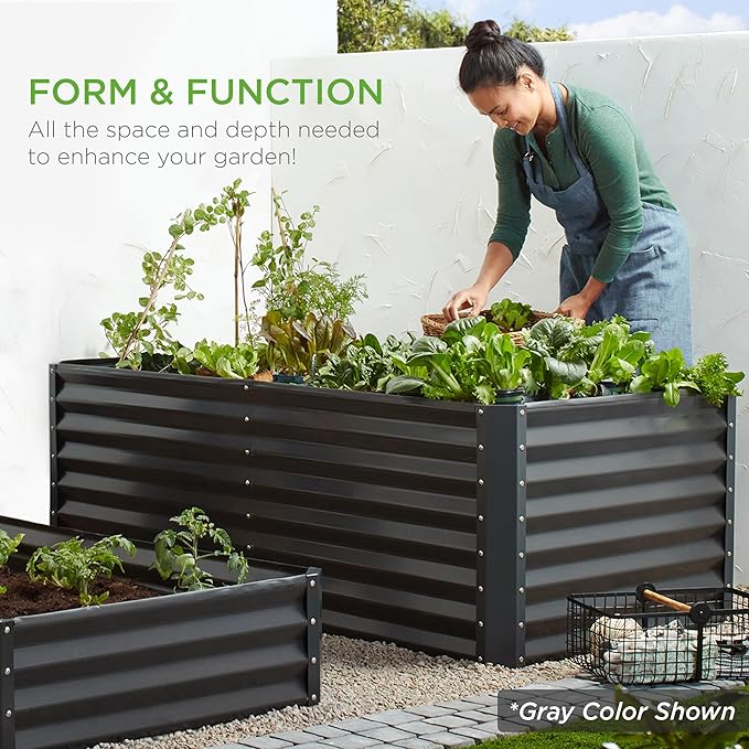 Best Choice Products 6x3x2ft Outdoor Metal Raised Garden Bed, Deep Root Box Planter for Vegetables, Flowers, Herbs, and Succulents w/ 269 Gallon Capacity - Galvanized