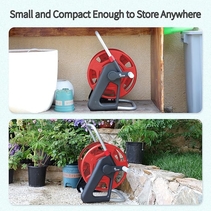 Garden Water Hose Reel Cart,Holds 50-60 Ft of 5/8 Inch Hose, Portable Hose Pipe Holder for Outside