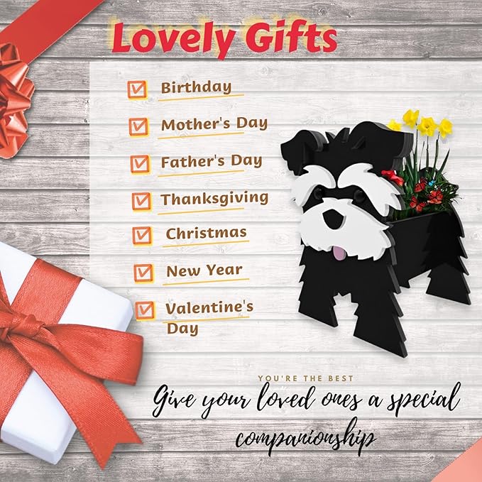 Black Schnauzers Dog Planter Plant Pots,Cute Large Dog Flower Planter,Gifts for Pet Lovers,Unique Animal Plant Pots,Office,Indoor Outdoor Garden Decor(9.84 * 10.24 * 15in)