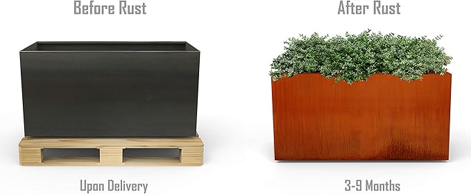 Plantercraft Large Rectangular Planters for Outdoor Plants - 84x24x24 Inch Corten Steel Planter Extra Large Outdoor Planters & Metal Raised Garden Bed, Fully Assembled for Patios and Landscapes