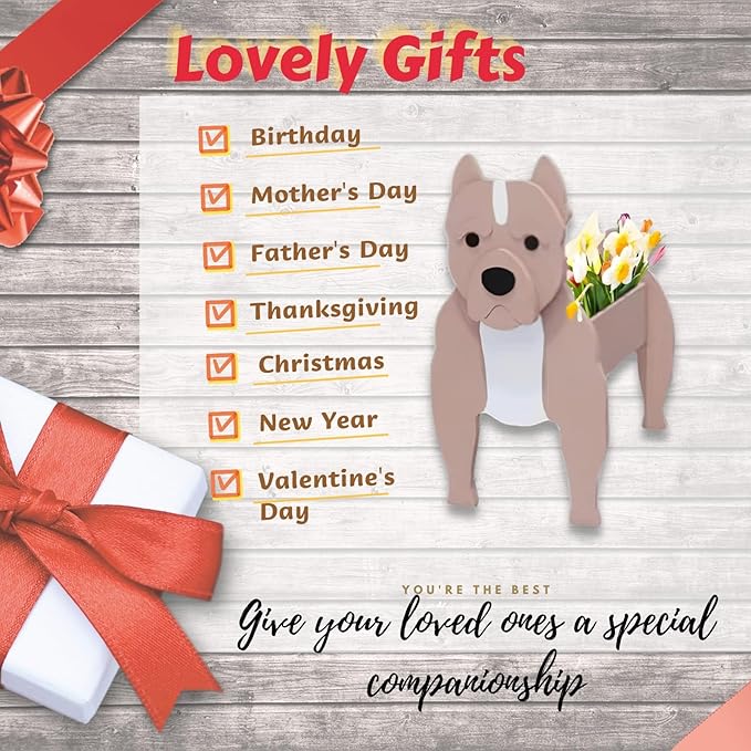 Bulldog Dog Planter Plant Pots,Cute Dog Flower Planter,Gifts for Pet Lovers,Unique Animal Plant Pots,Office,Indoor Outdoor Garden Decor(9.45 * 7.32 * 13.5in)