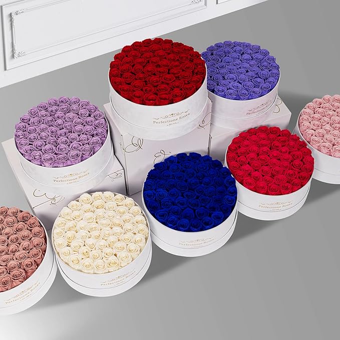 50 Piece Roses in a Velvet Box, Flowers for Delivery, Presereved Flowers Birthday Gifts for Women Mom and Wife (Dusty Rose)