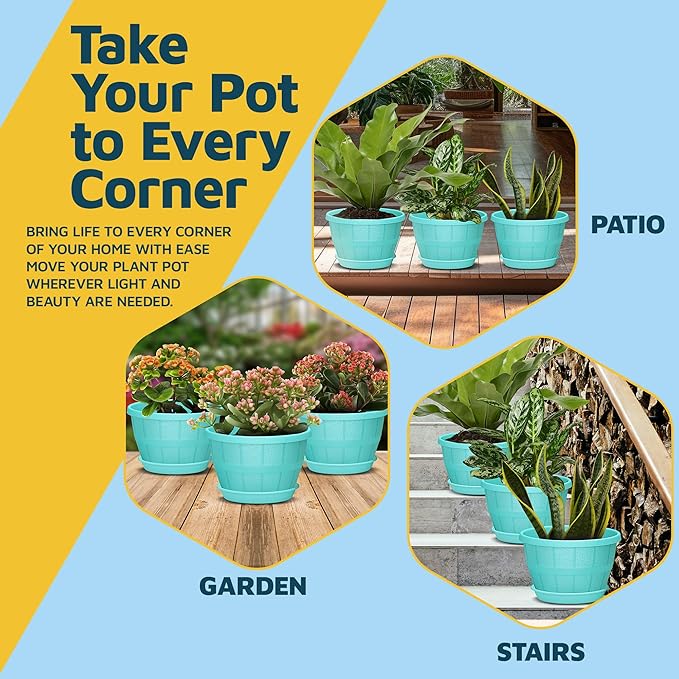 10-Inch Whiskey Barrel Planters Outdoor Pack of 25 - Durable Plastic Plant Pots for Indoor & Outdoor Use with Drainage & Saucer, Lightweight Rustic Barrel Planters for Flowers, Herbs & Small Plants