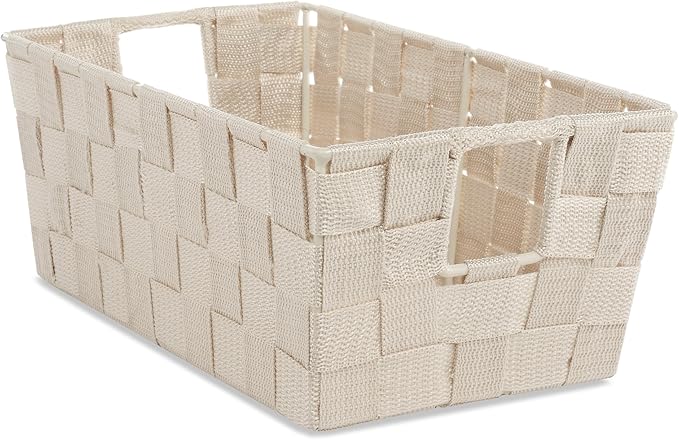Whitmor Woven Strap Small Latte Shelf Tote, 1 Count (Pack of 1)