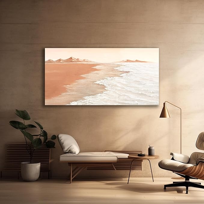 Belmrxne Large Coastal Wall Art White Wave Wall Decor Aesthetic Landscape Canvas Painting Hanging Artwork for Living Room Bedroom Dining Room Office Home Decor 30x60 Inch