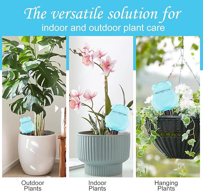 3Pcs Frog Plant Self Watering Globes for Indoor and Outdoor Plastic Water Bulbs Top Fill Plant Watering Globes Slow Release Terracotta Plant Watering Devices System for Plants, Blue