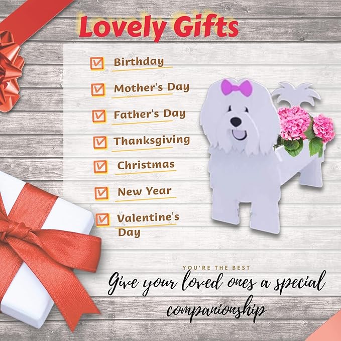Cotton Veil Dog Planter Plant Pots,Cute Dog Flower Planter,Gifts for Pet Lovers,Unique Animal Plant Pots,Office,Indoor Outdoor Garden Decor(9.45 * 9.02 * 13.39in)