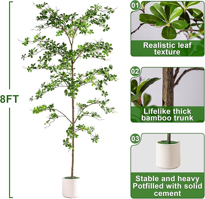 8FT Artificial Black Olive Tree Artificial Olive Plants, Tall Faux Olive Tree Faux Silk Plant Fake Plant Ultra-Realistic Silk Leaves & Natural Trunk Indoor Outdoor Use