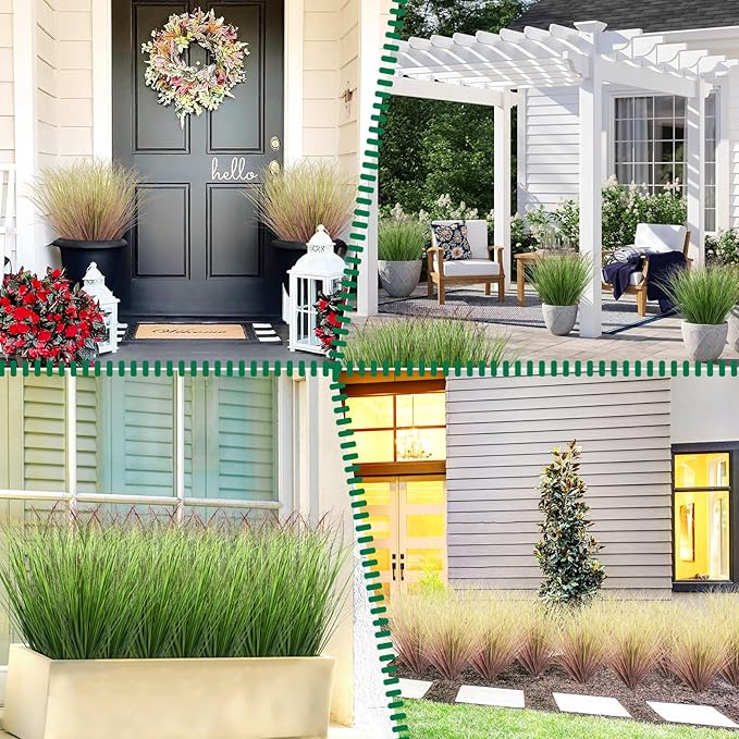 48Pcs Artificial Grass Plants, Faux Shrubs Wheat Grass, Artificial Tall Grass Fake Plants for Outdoor Decor,Artificial Greenery Stems Weed for Room Indoor Home Decor(Light Purple)