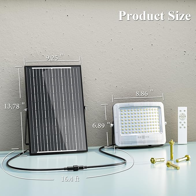 MMKT Solar Flood Lights Outdoor,2000W Motion Sensor Outdoor Solar Powered Lights with Remote, IP65 Waterproof Solar Flood Light for Outside, Dusk to Dawn Wall Light for Garage, Patio, Yard