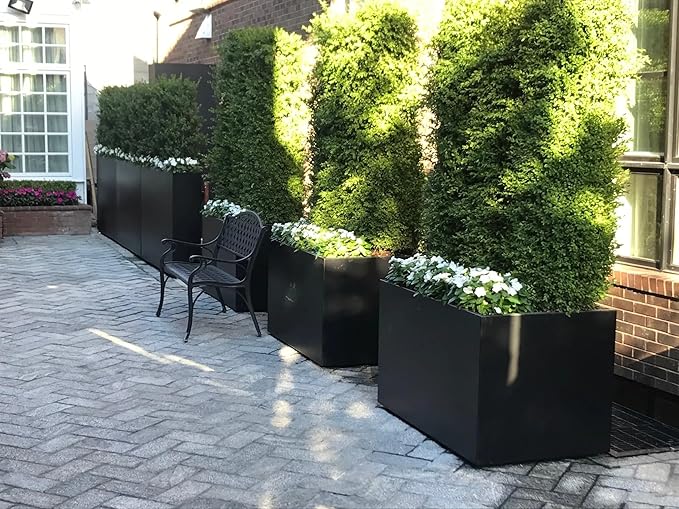 Plantercraft Powder-Coated Aluminum Planter Box - Rectangle - Metal All Weather | Indoor Outdoor | Made in USA | Fully Assembled