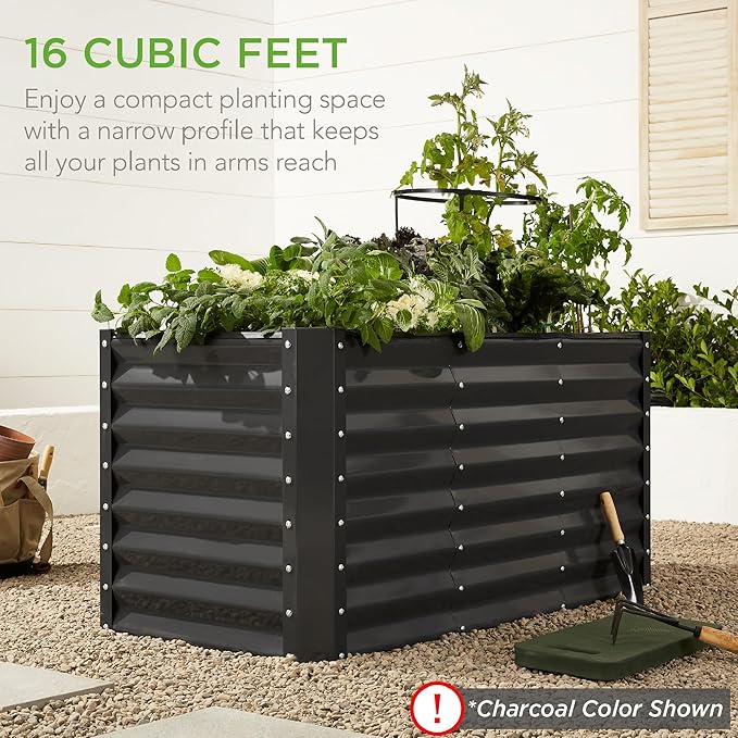 Best Choice Products 4x2x2ft Outdoor Metal Raised Garden Bed, Deep Root Planter Box for Vegetables, Flowers, Herbs w/ 119 Gallon Capacity - Beige