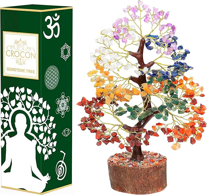 7 Chakra Healing Crystal Tree of Life, Handmade Feng Shui Crystal Tree for Good Luck, Positive Energy, Wealth, Reiki Healing, Gifts for Women and Mom Birthday, House Warming Gift