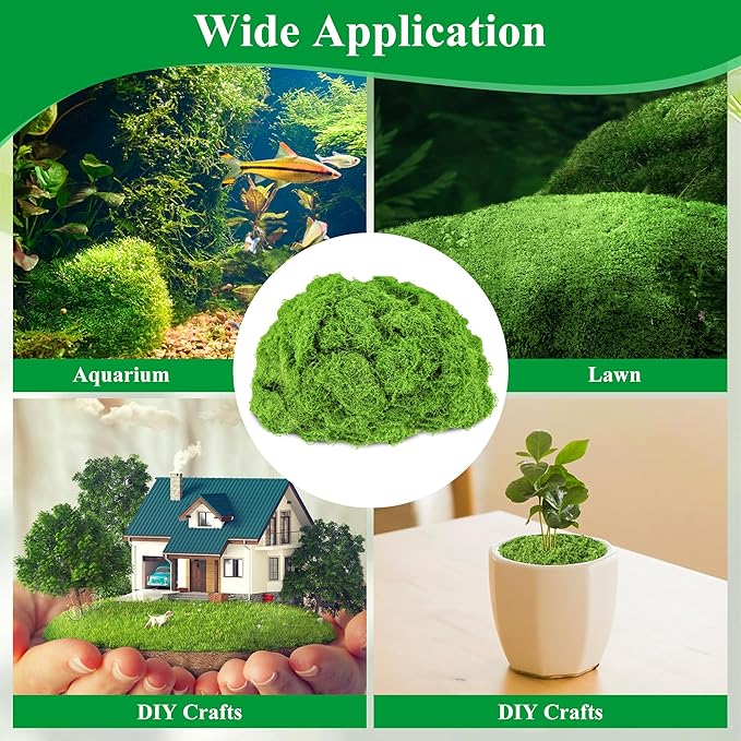 Anglekai 17.6 oz Artificial Moss for Crafts, Decorative Artificial Fake Green Moss for Plants Indoor(500 g) (17.6, Ounces)