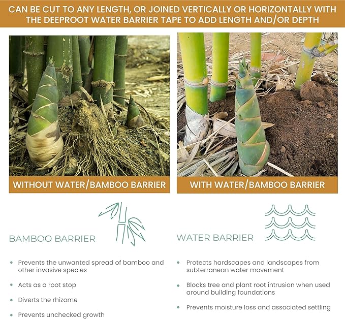 DeepRoot Water Barrier, Versatile Bamboo Barrier, Easy-to-Install Garden Barrier for Landscaping and Protection, Durable, Flexible, 30" x 100' Roll-60 mil Thickness, Black (WB 30/60-100)
