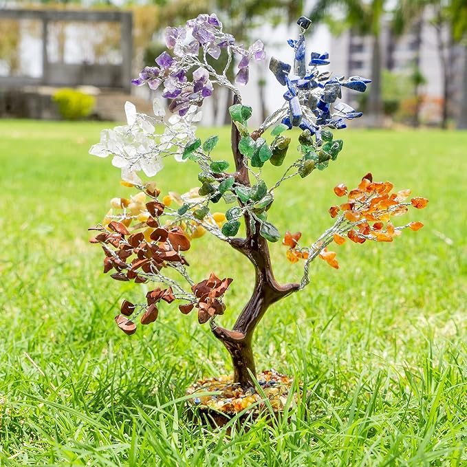 Seven Chakra Crystal Tree of Life Decor -Birthday Gifts for women -Positive Energy,FengShui Healing Bonsai Crystal Tree - Gemstone Money Manifest Good Luck,Spiritual Gifts for Mom -Home/Office Decor