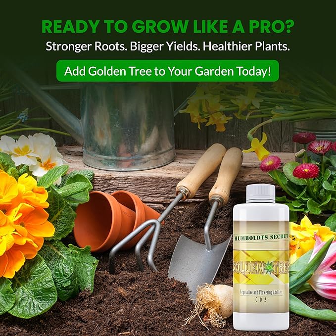 Humboldts Secret Golden Tree: Best Plant Food for Plants & Trees - All-in-One Concentrated Organic Additive - Vegetables, Flowers, Fruits, Lawns, Roses, Tomatoes & More (2 Ounce)