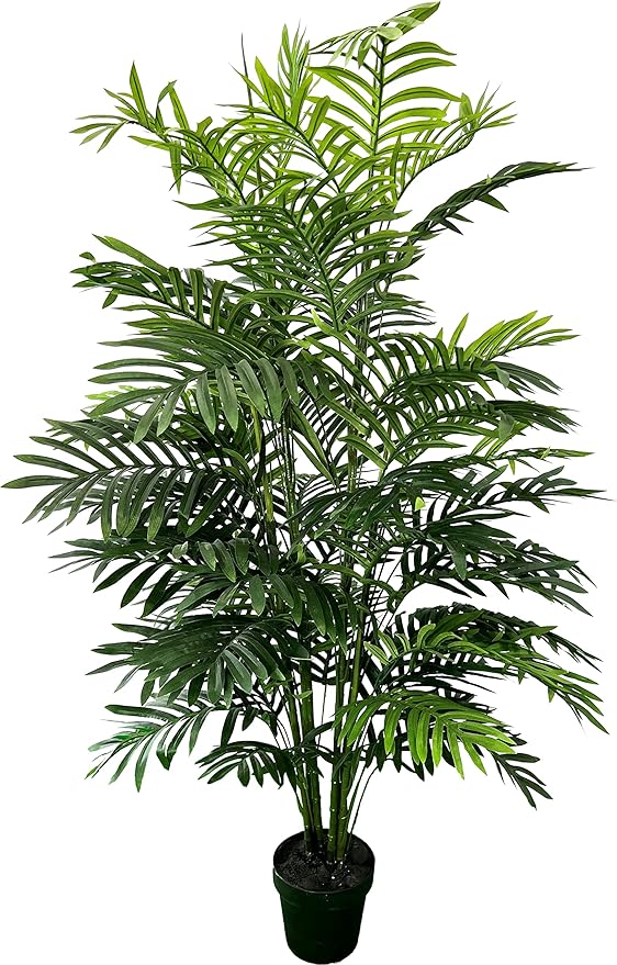 Cypress & Alabaster 5ft Artificial Phoenix Palm Plant, Handmade Designer Tree, Hypoallergenic, 5-Foot, Green