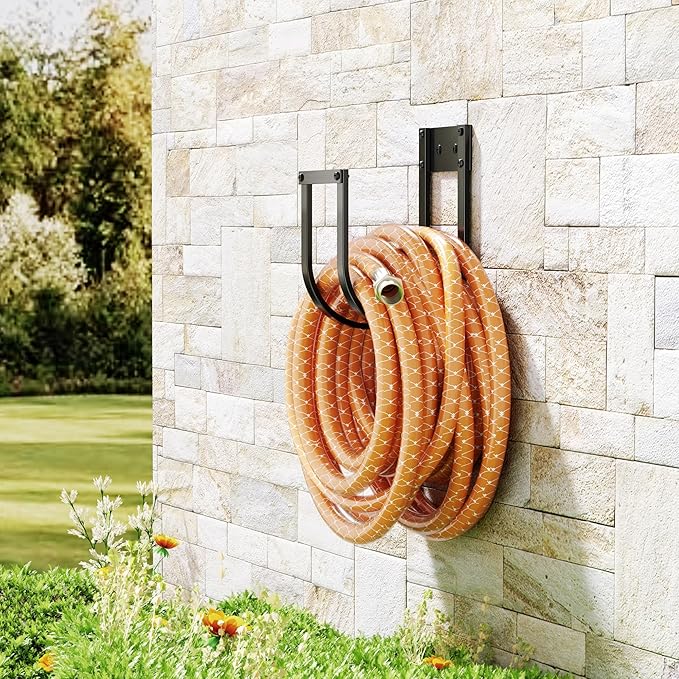pickpiff Garden Hose Holder Wall Mount - Metal Water Hose Hanger for Outside, Durable Hook for Garden, Garage, or Yard Storage (2 Pack)
