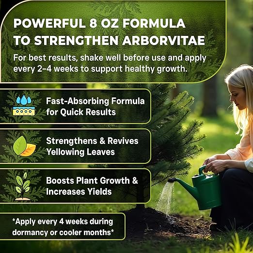 Leaves and Soul Professional Arbor Vitae Tree Fertilizer Liquid Concentrate - 6-4-6 Blend for Arbor Vitae, Garden Use - Liquid Plant Food for Arbor Vitae Trees and Shrubs Outdoors - 8oz