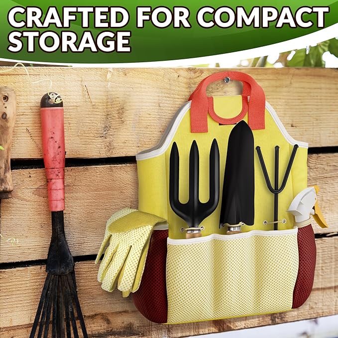 10 Pcs Gardening Tools for Women – All-in-One Garden Tools Set with Functional Tote Bag, Ergonomic Design & Rust-Resistant Steel – Gardening Set for Women for Easy Garden Care & Gifts for Plant Lovers