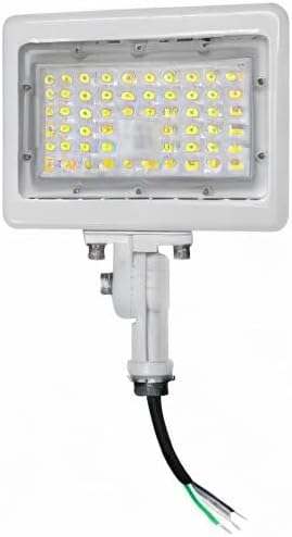 NUWATT 50W LED Flood Light, 3CCT 3000K/4000K/5000K Selectable, IP65 Waterproof Lighting, Adjustable Knuckle Mount, 7050LM, 0-10V Dimmable, 120-277V, Outdoor Security Floodlight for Yard, White, UL