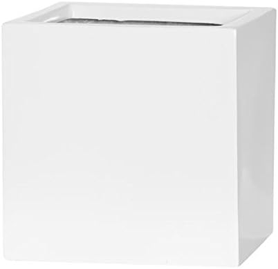 Modern Ceramic Planter - Stylish Home Decor Indoor/Outdoor Plant Pot - 20 Inch Square White Planter - Perfect for Home, Balcony, Deck, Patio or office - Great for Succulents Flowers and Herbs