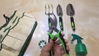 Gardening Tool Set, 11-Piece Outdoor Gardening Tools, Indoor Mini Gardening Planting Set Suitable for Women, Seniors, and Left-Handed Users with Green Non-Slip Handles. (Gray)