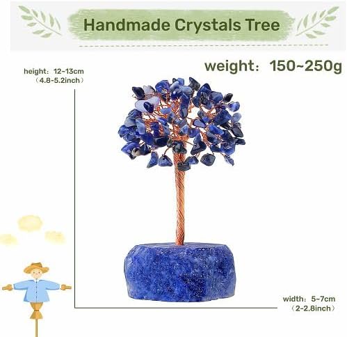 YATOJUZI Blue Sodalite Crystals Tree Natural Crystals Gemstones Base Copper Wire Tree of Life for Positive Energy Reiki Good Luck Home Office Desk Decor Spiritual Gifts Meditation
