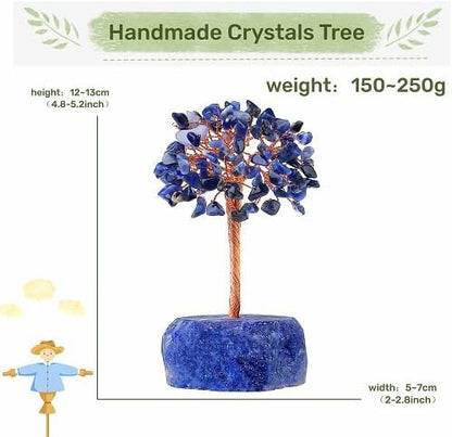 YATOJUZI Blue Sodalite Crystals Tree Natural Crystals Gemstones Base Copper Wire Tree of Life for Positive Energy Reiki Good Luck Home Office Desk Decor Spiritual Gifts Meditation