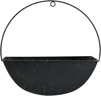 2-Piece Black Metal Planter Wall Hanging Baskets Decor Half-Moon Wall Mount Planter Set for Shabby Chic Farmhouse Outdoor Indoor Wall Decor