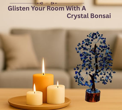Lapis Lazuli Silver Wire Artificial Gemstone Tree – Decorative Crystal Tree for Home & Office Feng Shui Décor
