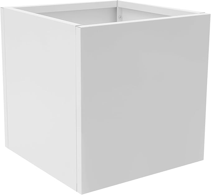 DYNAMI Square Planter Box,20x20x20in Steel Metal Planters Large Cube Plant Pot for Outdoors,Modern Heavy Duty Flower Pot for Patio, Deck, Yard, Garden (White, 20in)