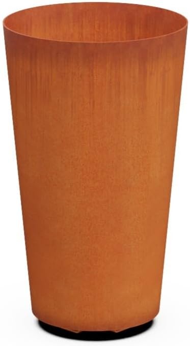 Plantercraft Corten Steel Planter Pot Round Tapered Heavy Duty Metal Garden Box Natural Rust | Made in USA | Fully Assembled | with Drainage Holes