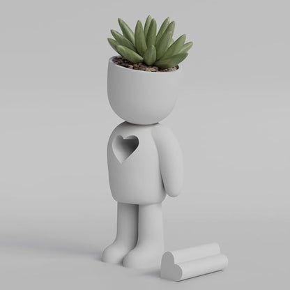 Heartfelt Character Planter - 3D Printed Succulent Pot | Cute Minimalist Design for Home and Office Decor