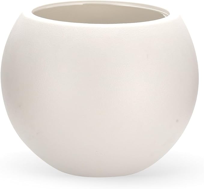 15.8”Dx12.2”H Lightweight Durable Modern Plastic Sphere Planter with Drainage Hole & Rubber Plug Weather Resistant,Planters for Indoor Plants & Outdoor,Large Plant Pot,(White, 10.4" Pot Opening)