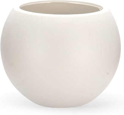 15.8”Dx12.2”H Lightweight Durable Modern Plastic Sphere Planter with Drainage Hole & Rubber Plug Weather Resistant,Planters for Indoor Plants & Outdoor,Large Plant Pot,(White, 10.4" Pot Opening)